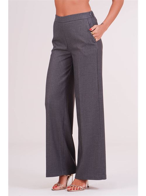 Pantalone palazzo gessato Luckylu Milano | PA80PNGREY